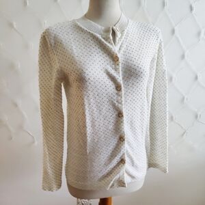 - Vintage Cardigan / Swiss Dot Metallic Knit / 60s / Size Small
